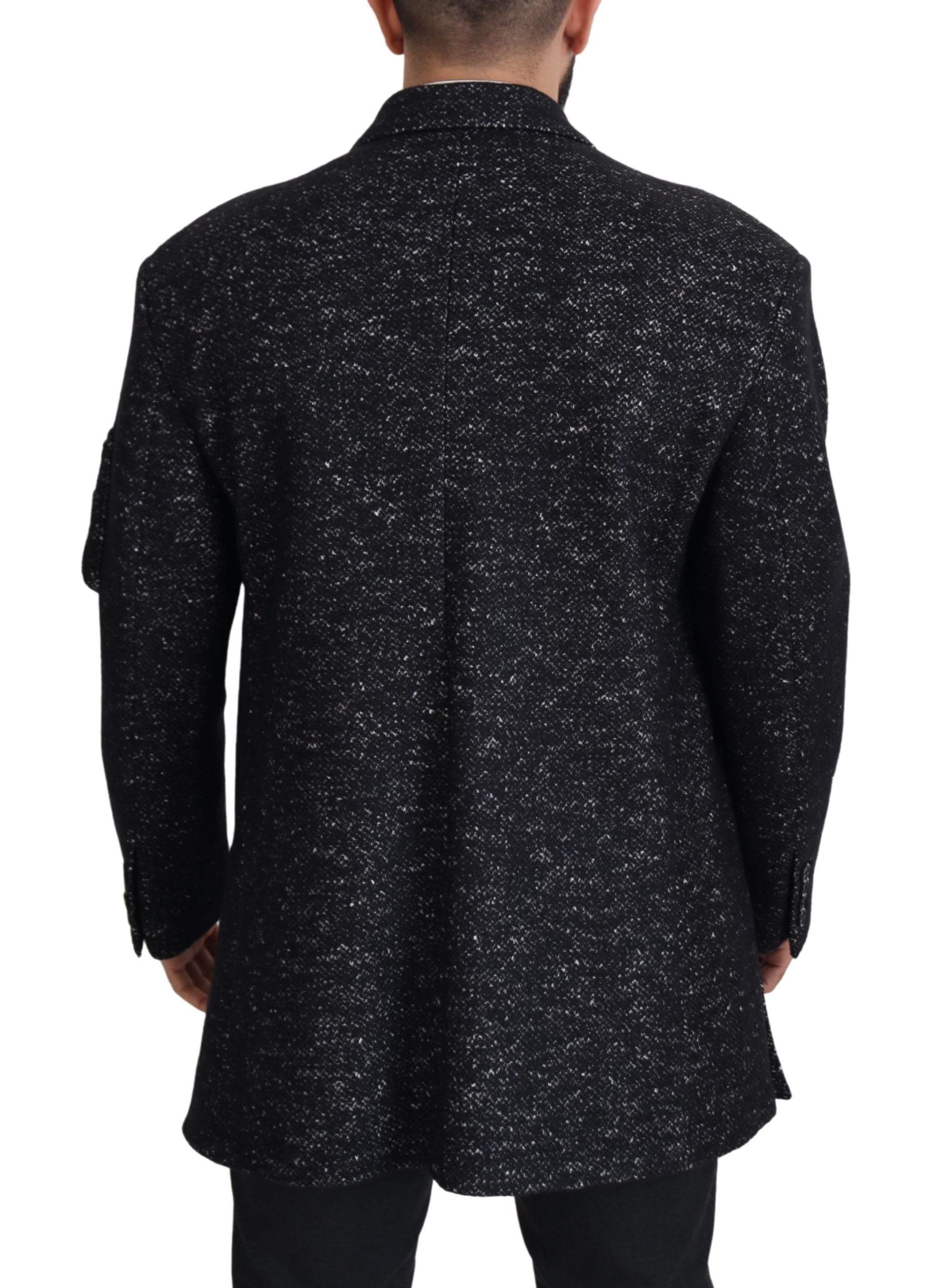 Dolce & Gabbana Black Wool Double Breasted Coat Men Jacket Dolce & Gabbana