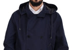 Dolce & Gabbana Blue Hooded Double Breasted Coat Jacket - Eljoys Fashion 