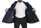 Dolce & Gabbana Blue Hooded Double Breasted Coat Jacket - Eljoys Fashion 