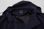 Dolce & Gabbana Blue Hooded Double Breasted Coat Jacket - Eljoys Fashion 