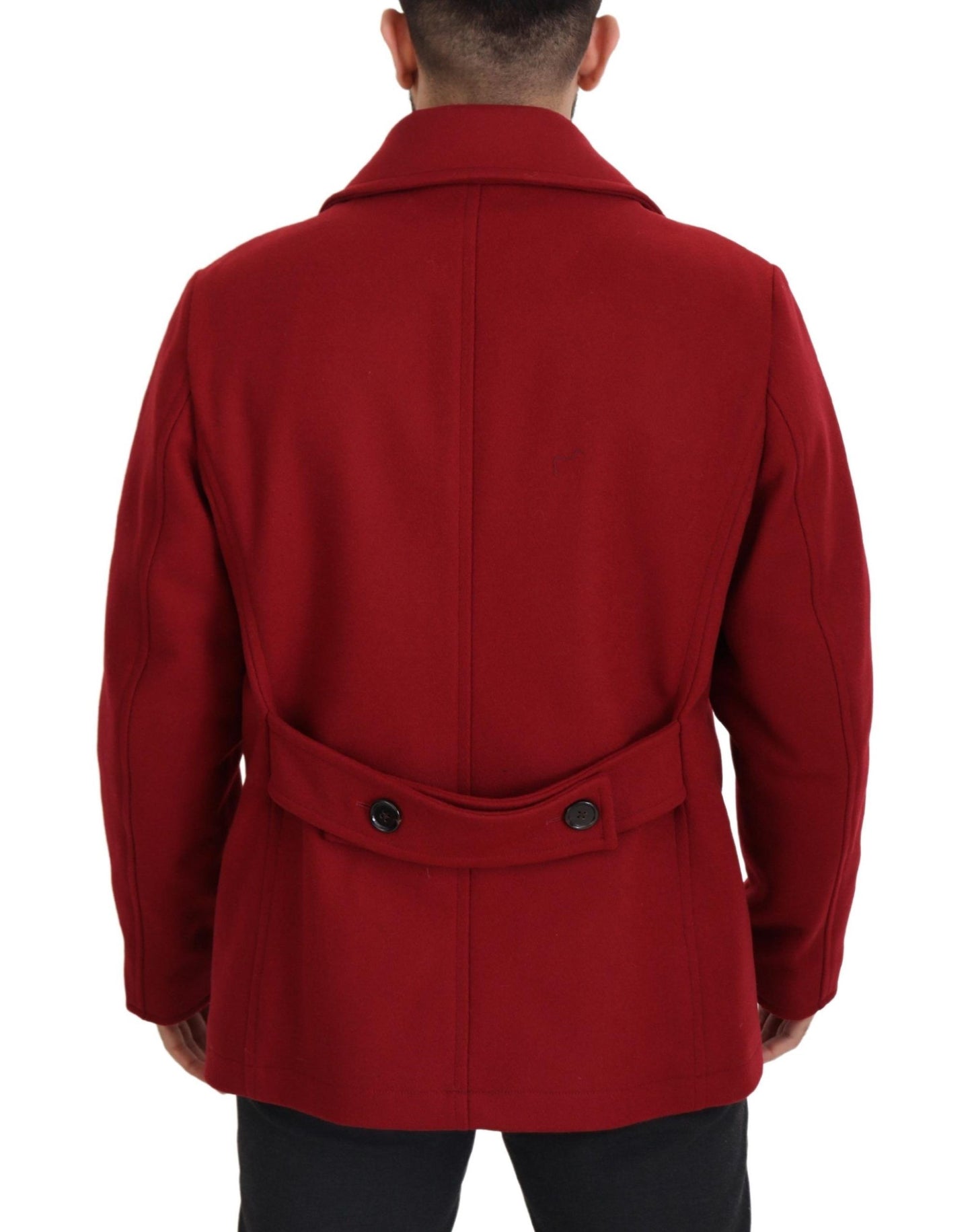 Dolce & Gabbana Red Wool Double Breasted Coat Jacket Dolce & Gabbana