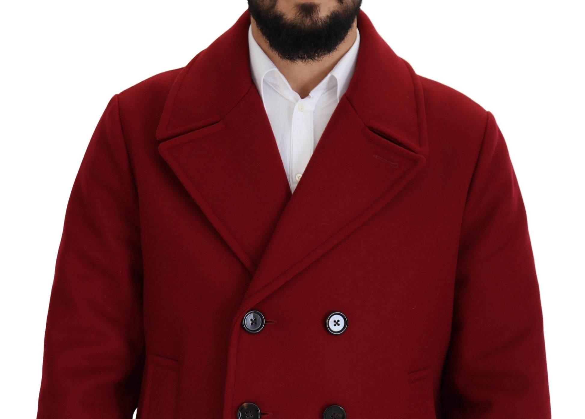 Dolce & Gabbana Red Wool Double Breasted Coat Jacket Dolce & Gabbana