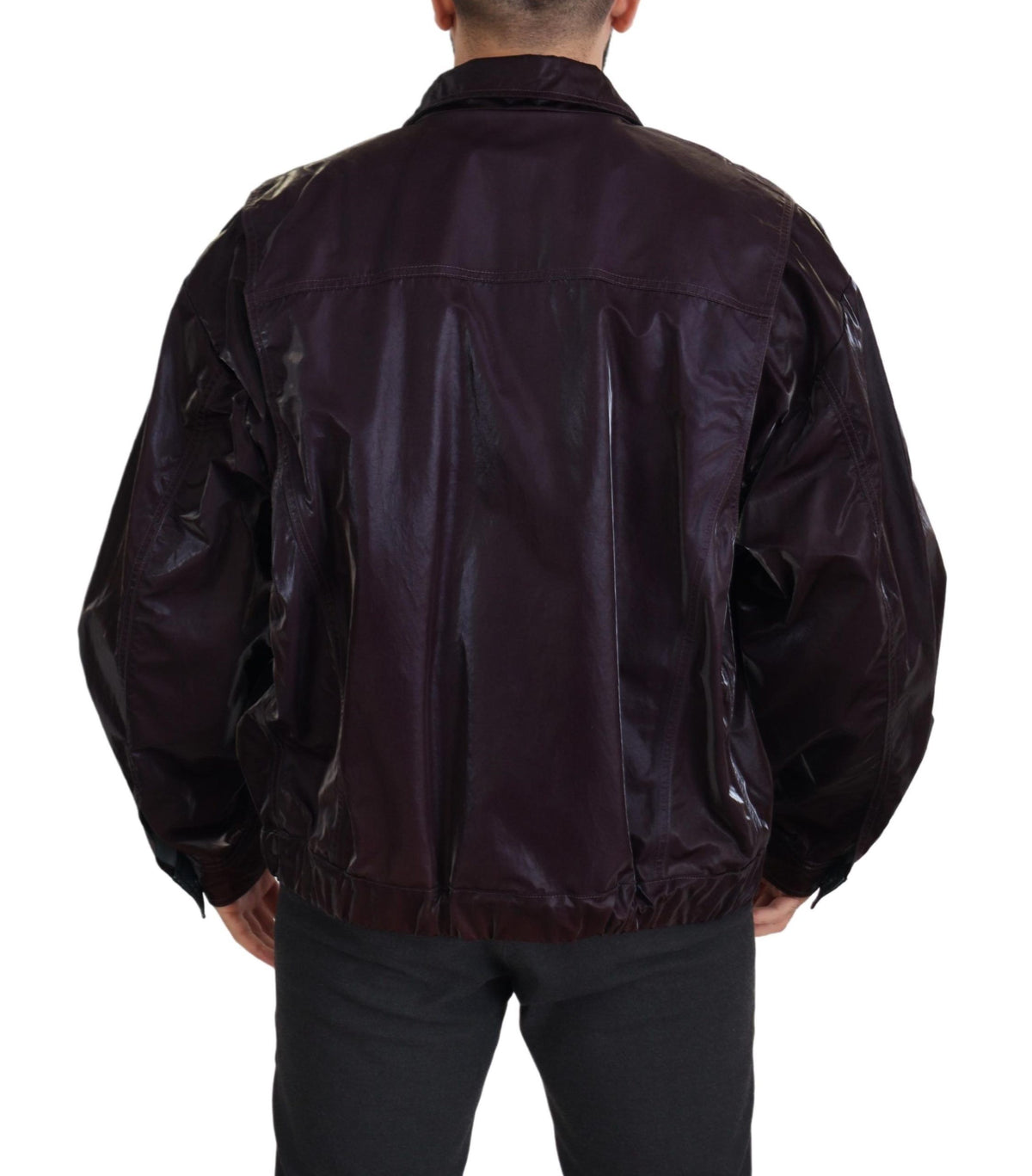 Dolce & Gabbana Bordeaux Nylon Collared Men Coat Jacket - Eljoys Fashion 