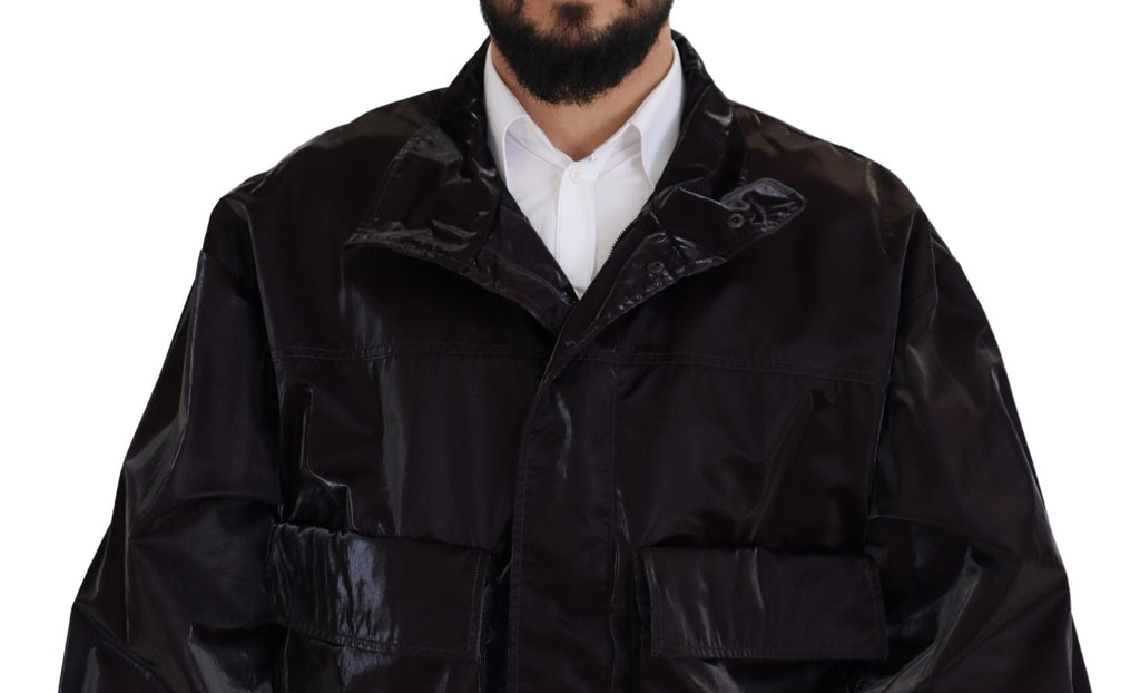 Dolce & Gabbana Bordeaux Nylon Collared Men Coat Jacket - Eljoys Fashion 