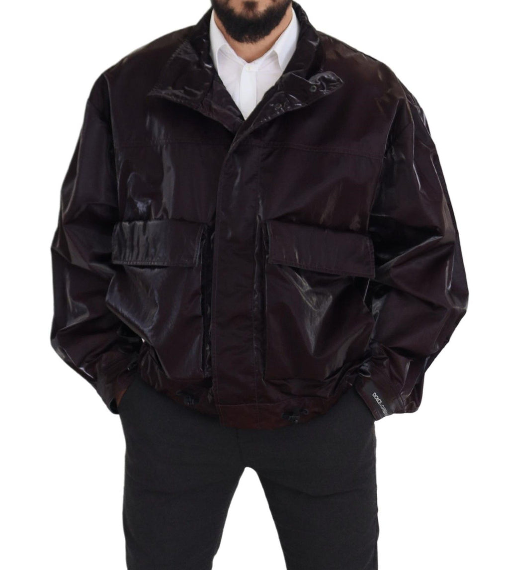 Dolce & Gabbana Bordeaux Nylon Collared Men Coat Jacket - Eljoys Fashion 