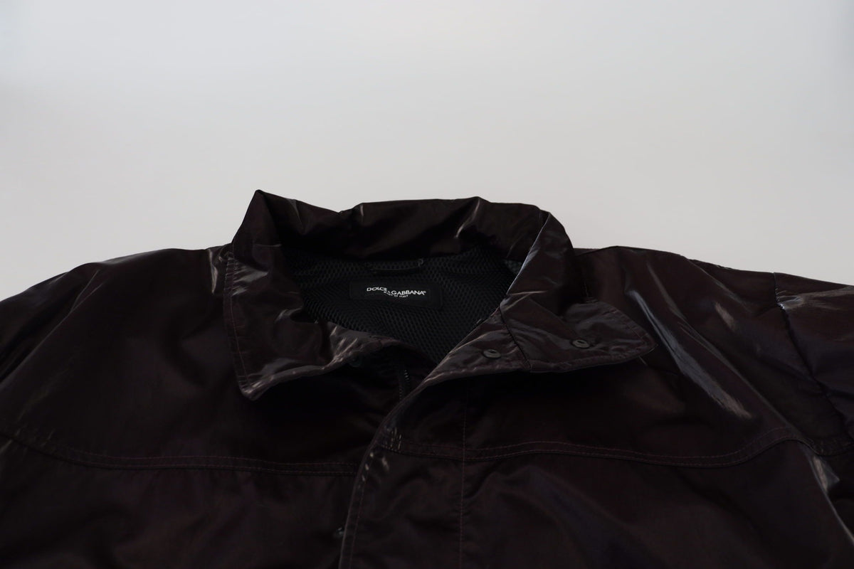 Dolce & Gabbana Bordeaux Nylon Collared Men Coat Jacket - Eljoys Fashion 