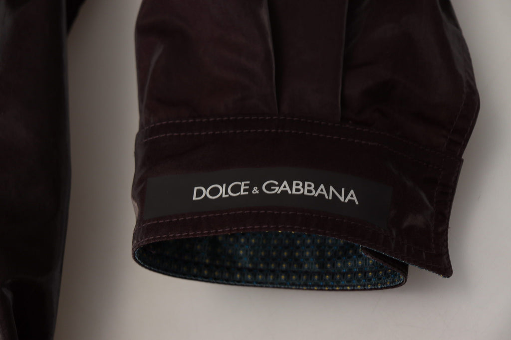Dolce & Gabbana Bordeaux Nylon Collared Men Coat Jacket - Eljoys Fashion 