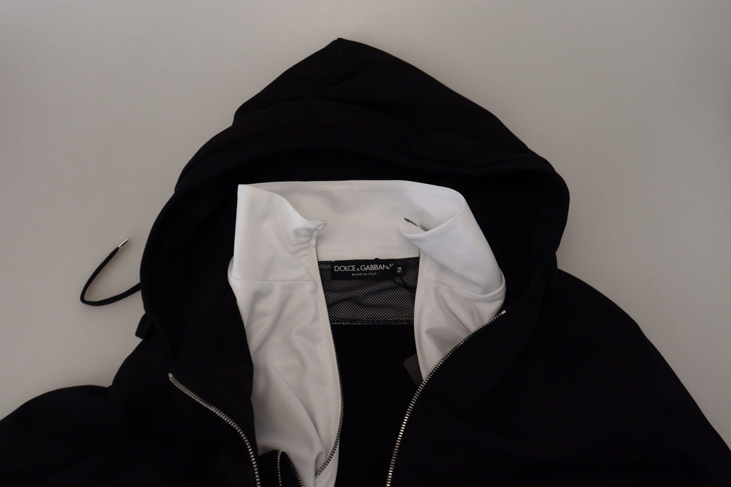 Dolce & Gabbana Black Polyester Hooded Full Zip Jacket - Eljoys Fashion 