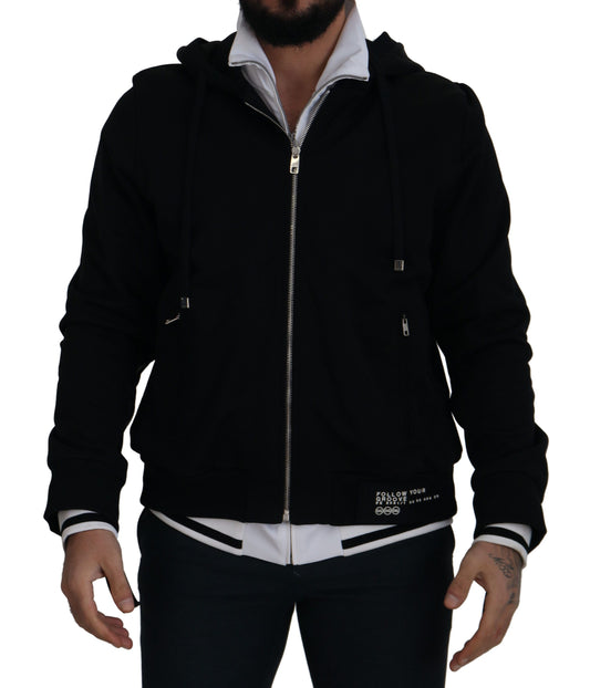 Dolce & Gabbana Black Polyester Hooded Full Zip Jacket Dolce & Gabbana