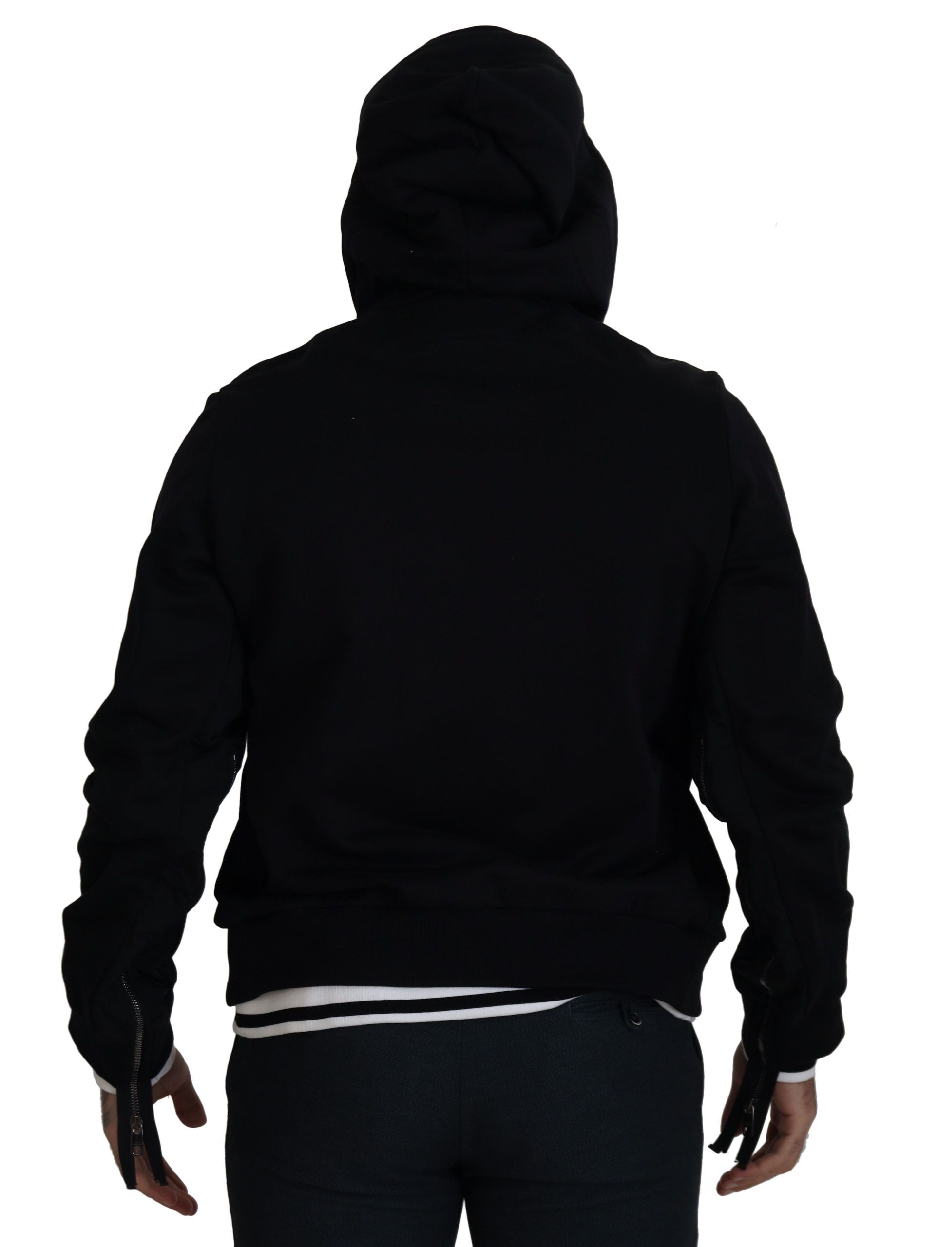 Dolce & Gabbana Black Polyester Hooded Full Zip Jacket Dolce & Gabbana