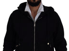 Dolce & Gabbana Black Polyester Hooded Full Zip Jacket - Eljoys Fashion 