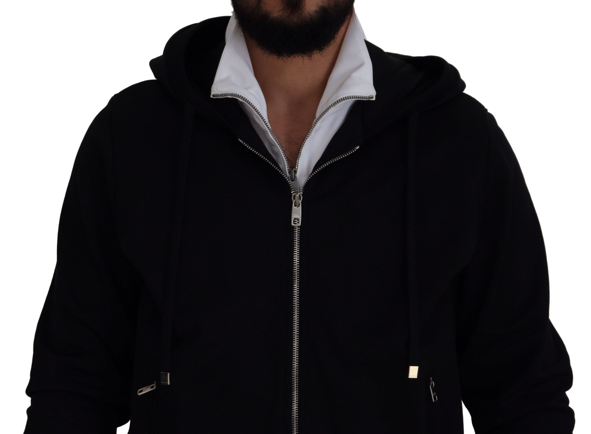 Dolce & Gabbana Black Polyester Hooded Full Zip Jacket Dolce & Gabbana