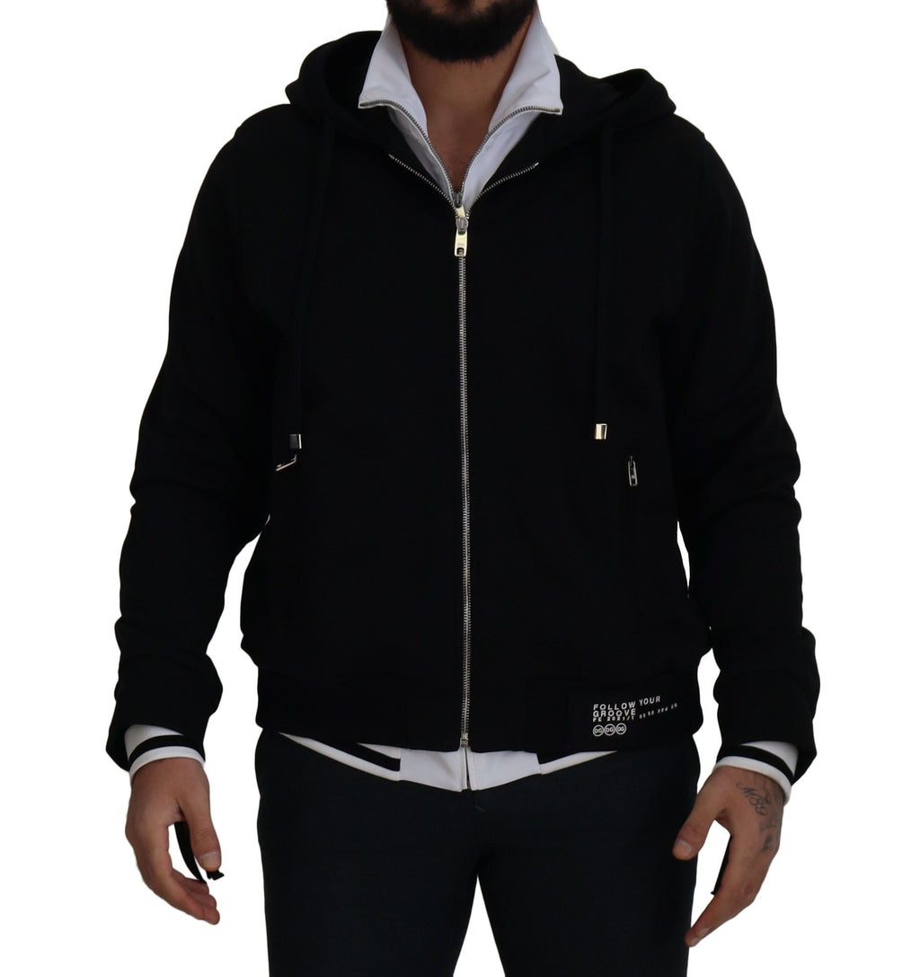 Dolce & Gabbana Black Polyester Hooded Full Zip Jacket - Eljoys Fashion 