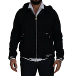 Dolce & Gabbana Black Polyester Hooded Full Zip Jacket - Eljoys Fashion 