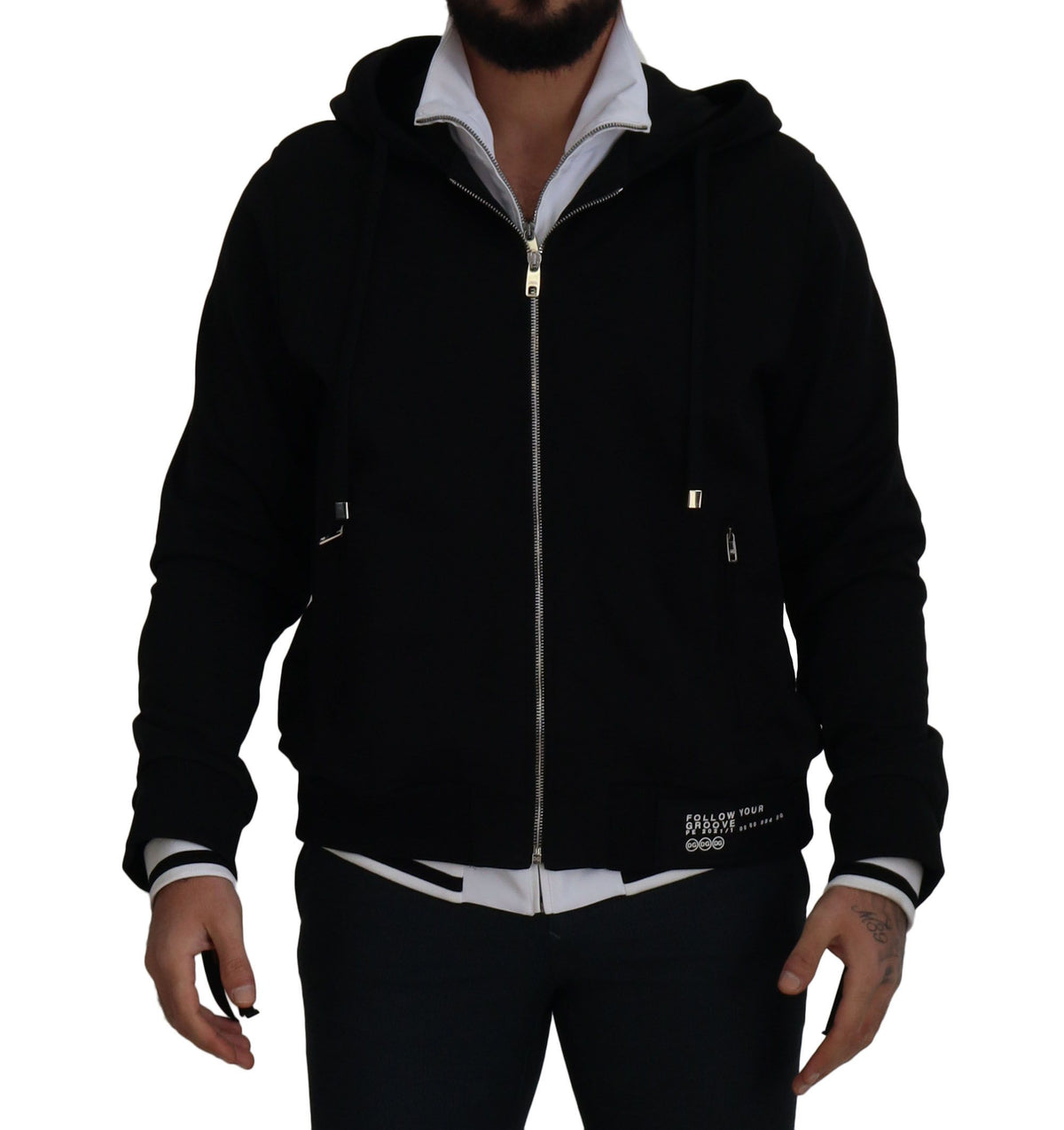 Dolce & Gabbana Black Polyester Hooded Full Zip Jacket - Eljoys Fashion 