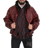 Dolce & Gabbana Bordeaux Cotton Hooded Full Zip Jacket - Eljoys Fashion 