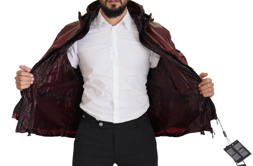 Dolce & Gabbana Bordeaux Cotton Hooded Full Zip Jacket - Eljoys Fashion 