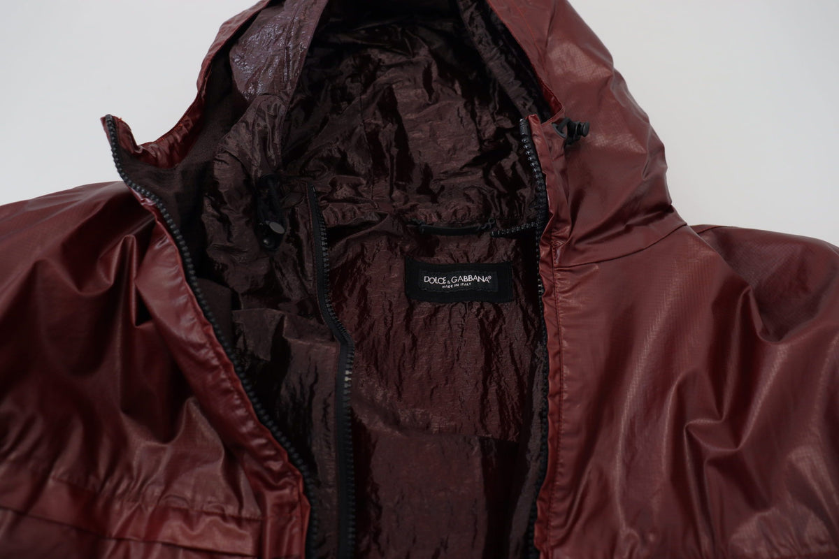 Dolce & Gabbana Bordeaux Cotton Hooded Full Zip Jacket - Eljoys Fashion 