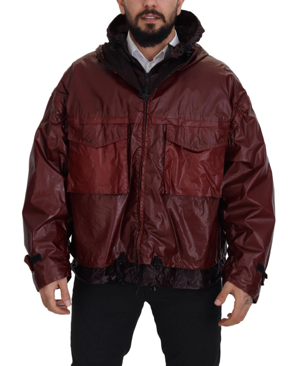Dolce & Gabbana Bordeaux Cotton Hooded Full Zip Jacket - Eljoys Fashion 