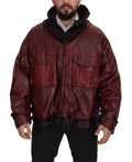 Dolce & Gabbana Bordeaux Cotton Hooded Full Zip Jacket - Eljoys Fashion 