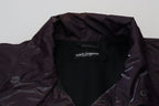 Dolce & Gabbana purple nylon biker coat with a collared design and front zipper, stylish and modern outerwear.