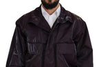 Dolce & Gabbana purple nylon biker coat with a collar, featuring a stylish, contemporary design and a fitted silhouette.