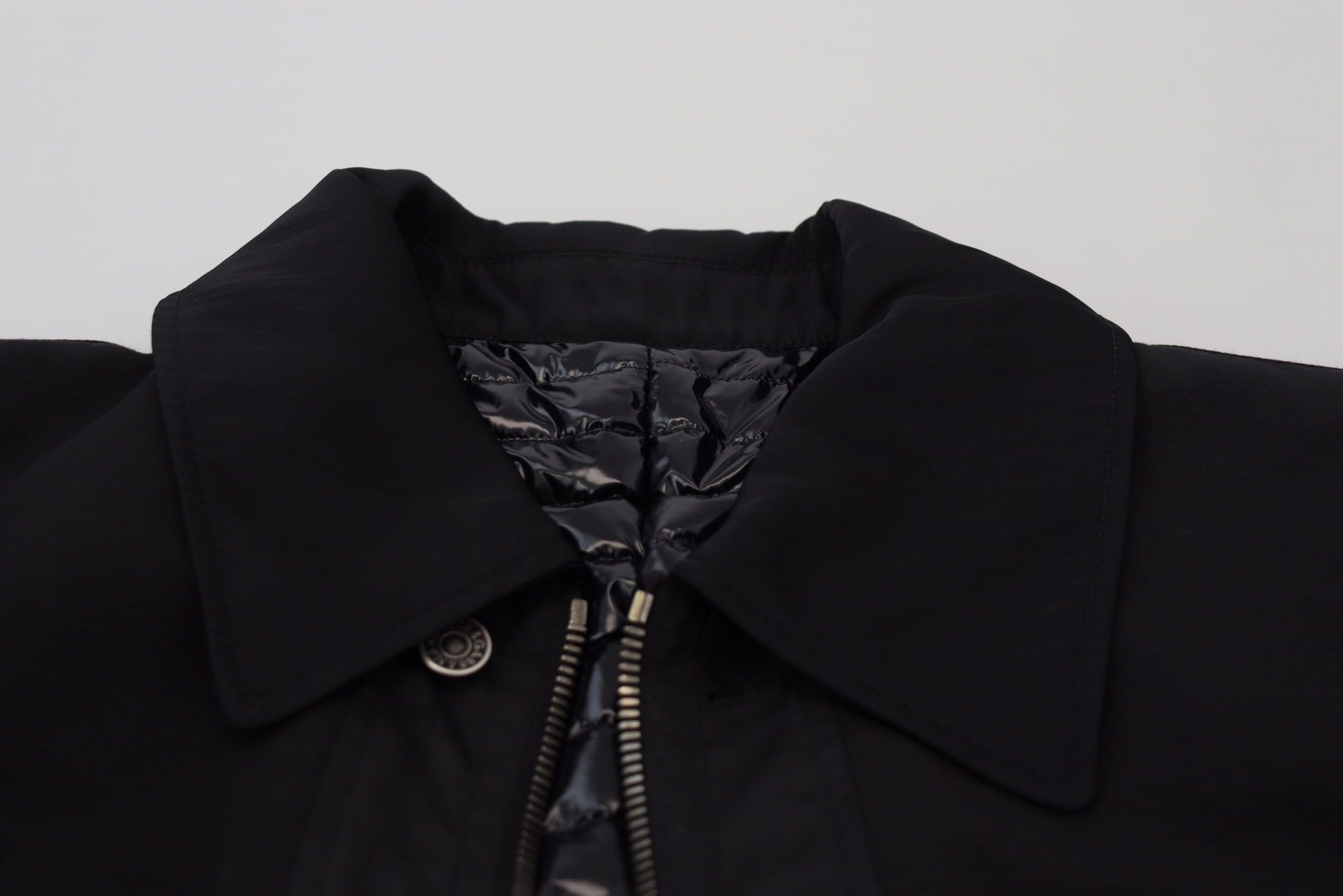 Dolce & Gabbana Black Wool Collared Full Zip Jacket Dolce & Gabbana