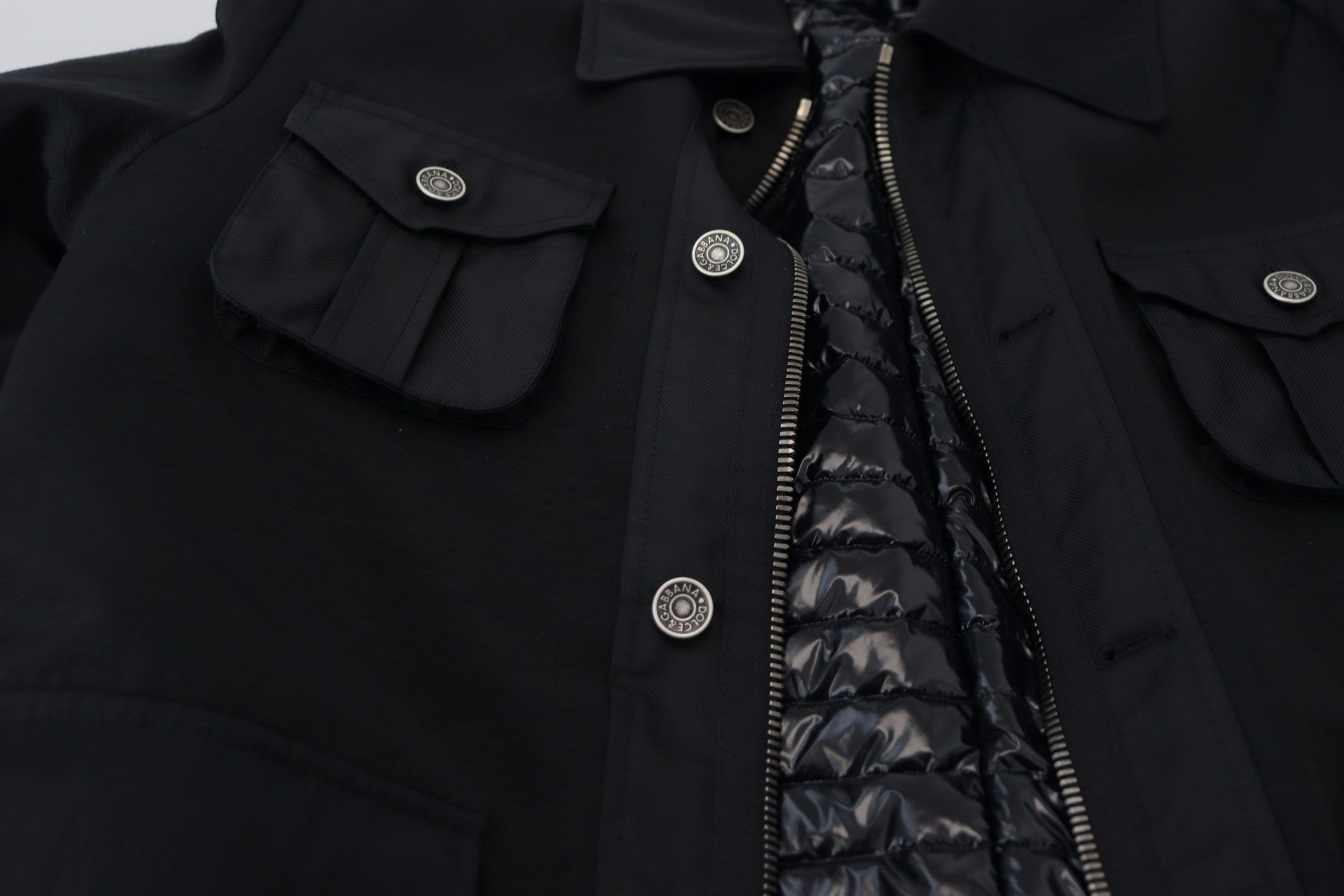 Dolce & Gabbana Black Wool Collared Full Zip Jacket Dolce & Gabbana
