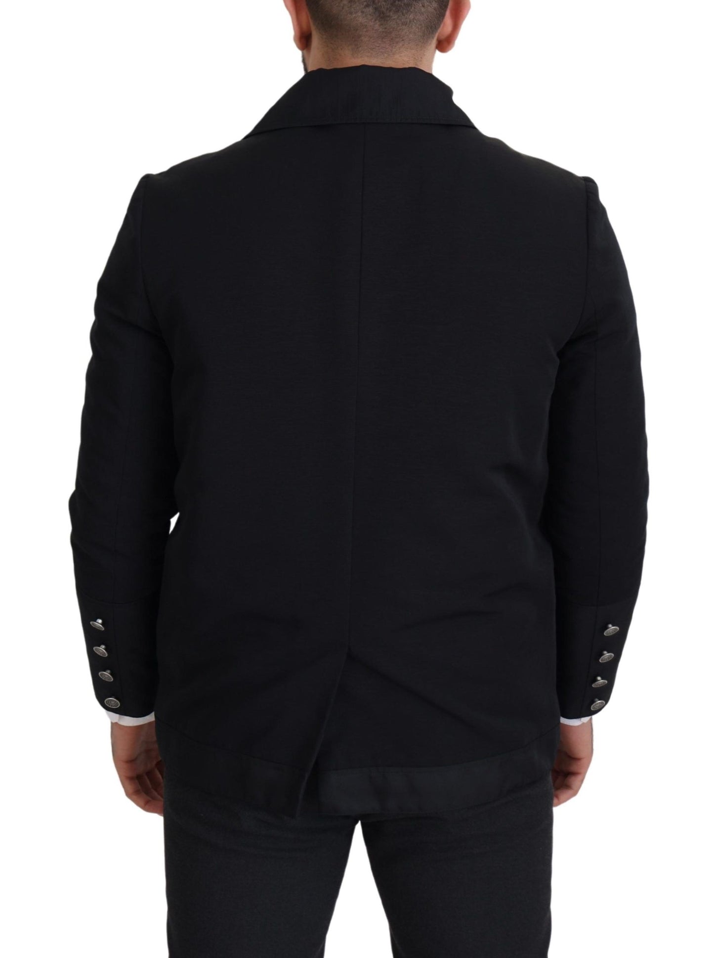 Dolce & Gabbana Black Wool Collared Full Zip Jacket Dolce & Gabbana
