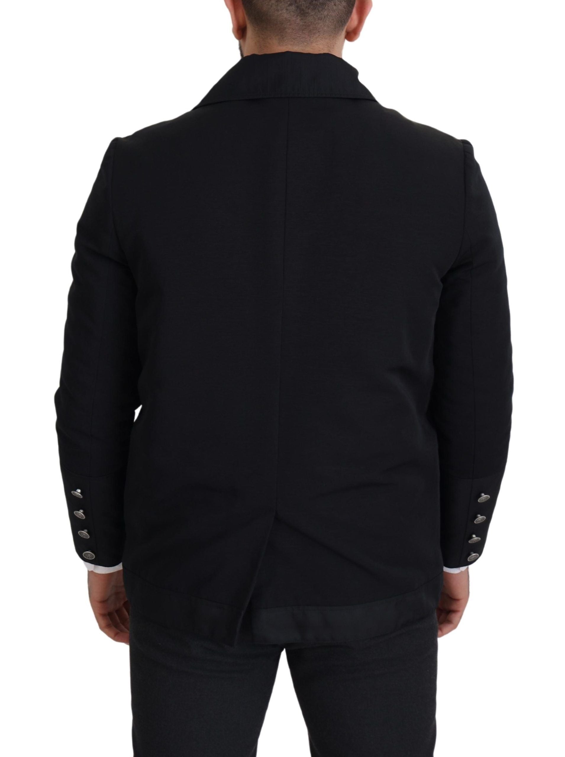 Dolce & Gabbana Black Wool Collared Full Zip Jacket Dolce & Gabbana