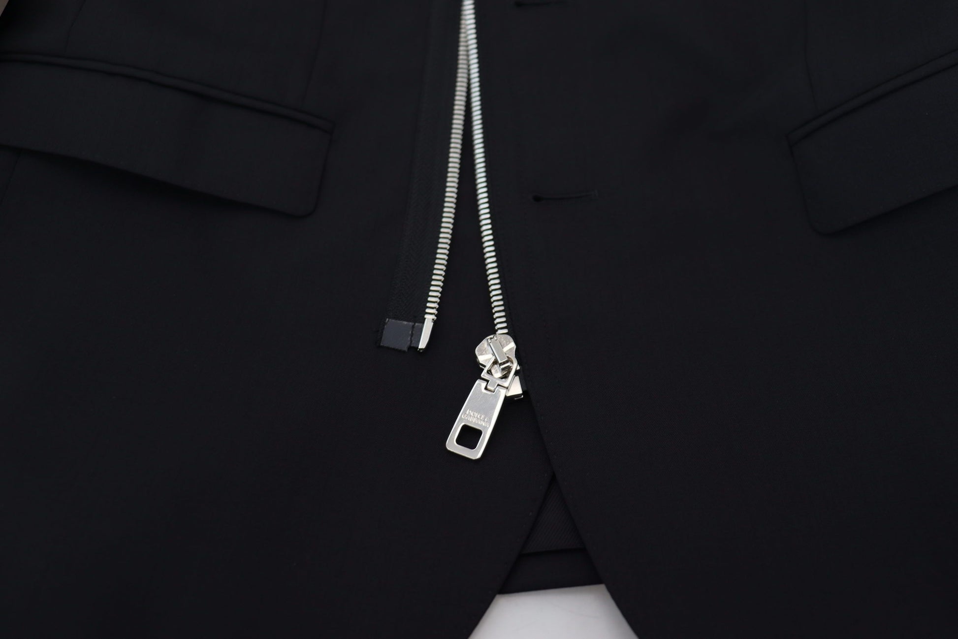 Dolce & Gabbana Black Wool Full Zip Long Sleeves Jacket Dolce & Gabbana