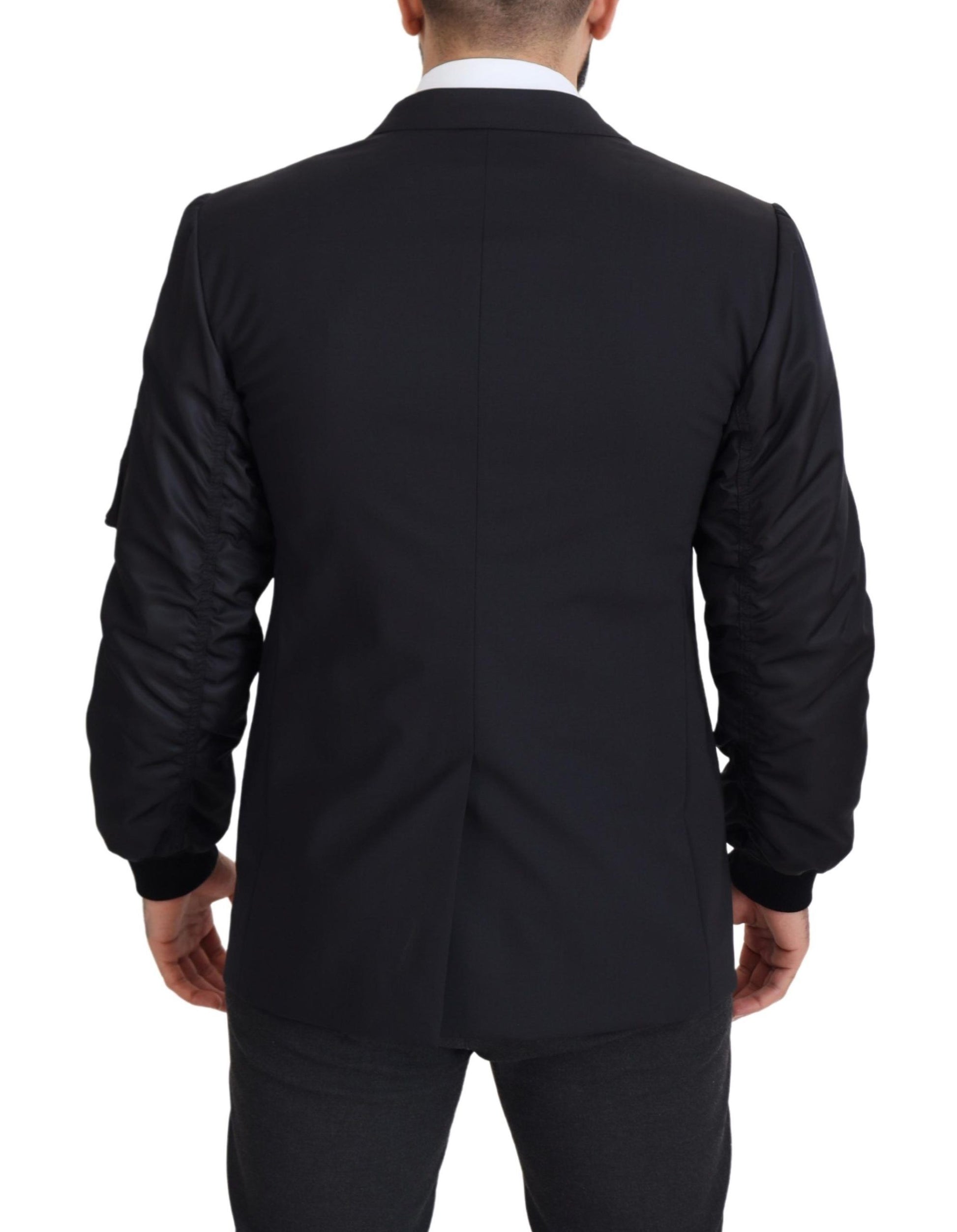 Dolce & Gabbana Black Wool Full Zip Long Sleeves Jacket Dolce & Gabbana