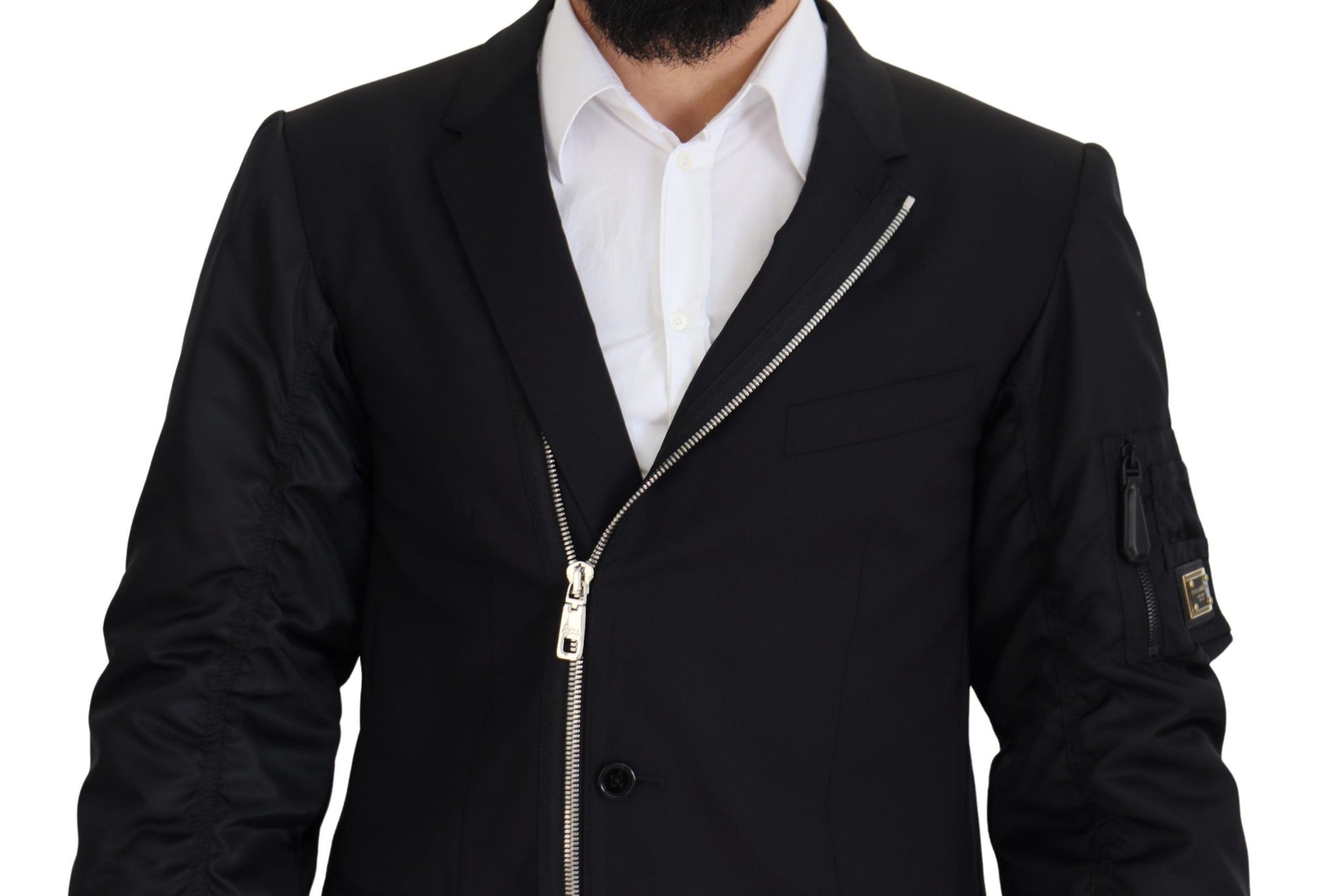 Dolce & Gabbana Black Wool Full Zip Long Sleeves Jacket Dolce & Gabbana