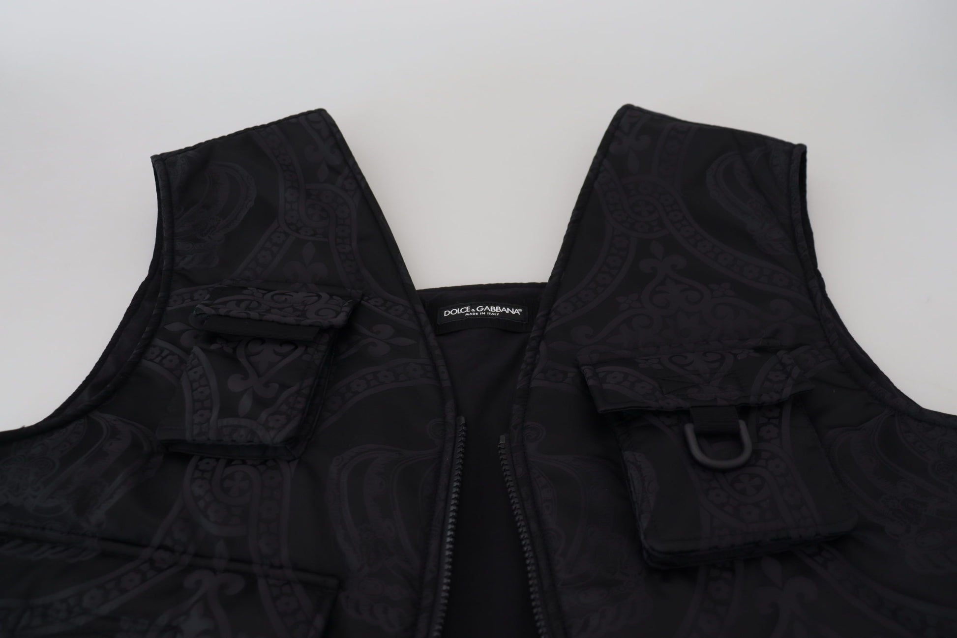 Dolce & Gabbana Black Nylon Full Zip Sleeveless Jacket Dolce & Gabbana