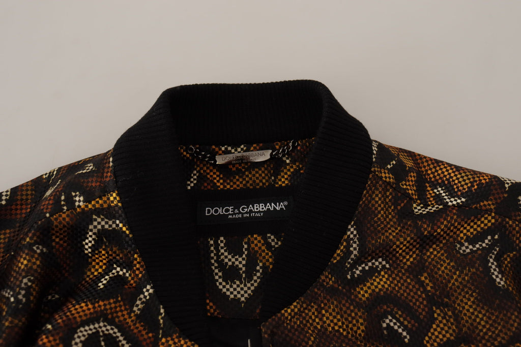 Dolce & Gabbana Brown Feather Full Zip Blouson Jacket - Eljoys Fashion 