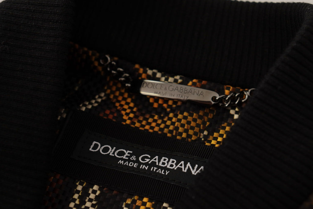 Dolce & Gabbana Brown Feather Full Zip Blouson Jacket - Eljoys Fashion 