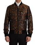 Dolce & Gabbana Brown Feather Full Zip Blouson Jacket - Eljoys Fashion 