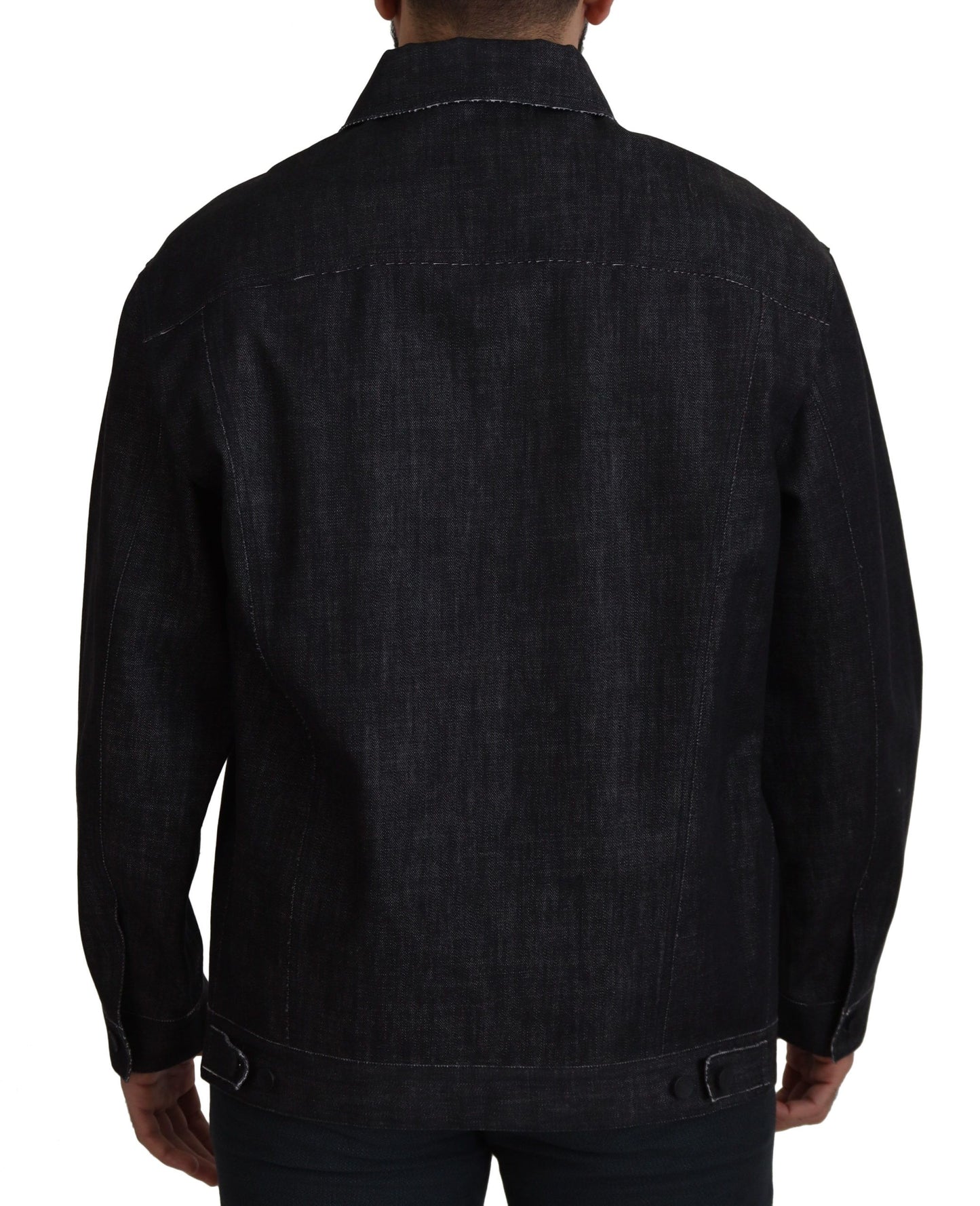 Dolce & Gabbana Black Cotton Full Button Denim Jacket Dolce & Gabbana