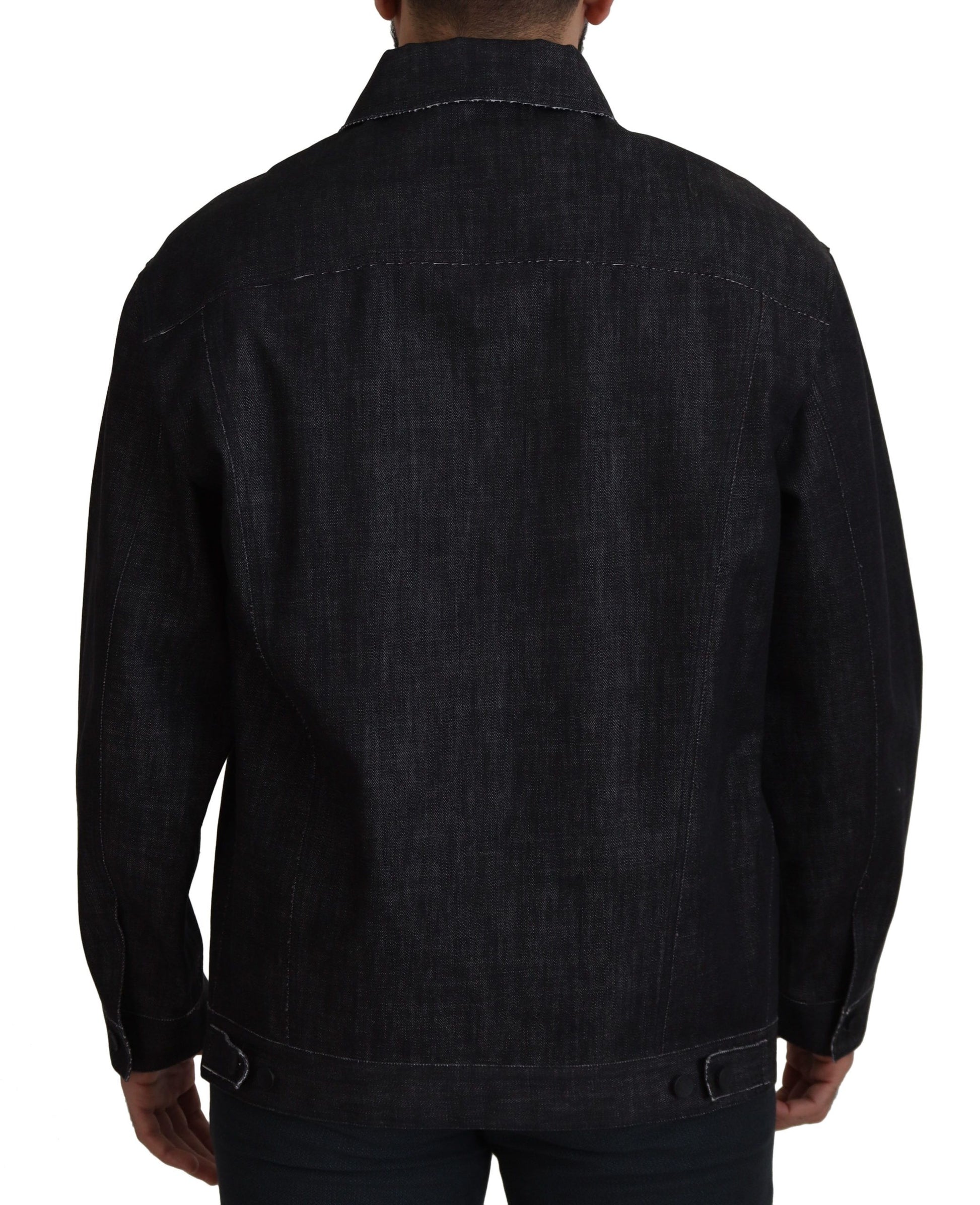 Dolce & Gabbana Black Cotton Full Button Denim Jacket Dolce & Gabbana
