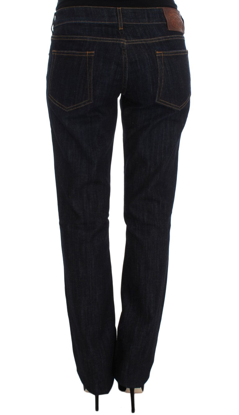 Cavalli Blue Cotton Straight Fit Stretch Jeans Cavalli