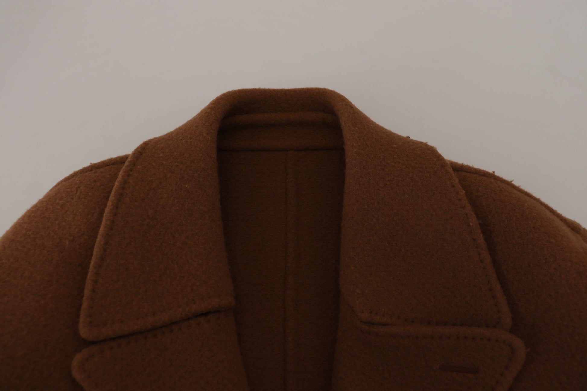 Dolce & Gabbana Brown Nylon Double Breasted Coat Jacket Dolce & Gabbana