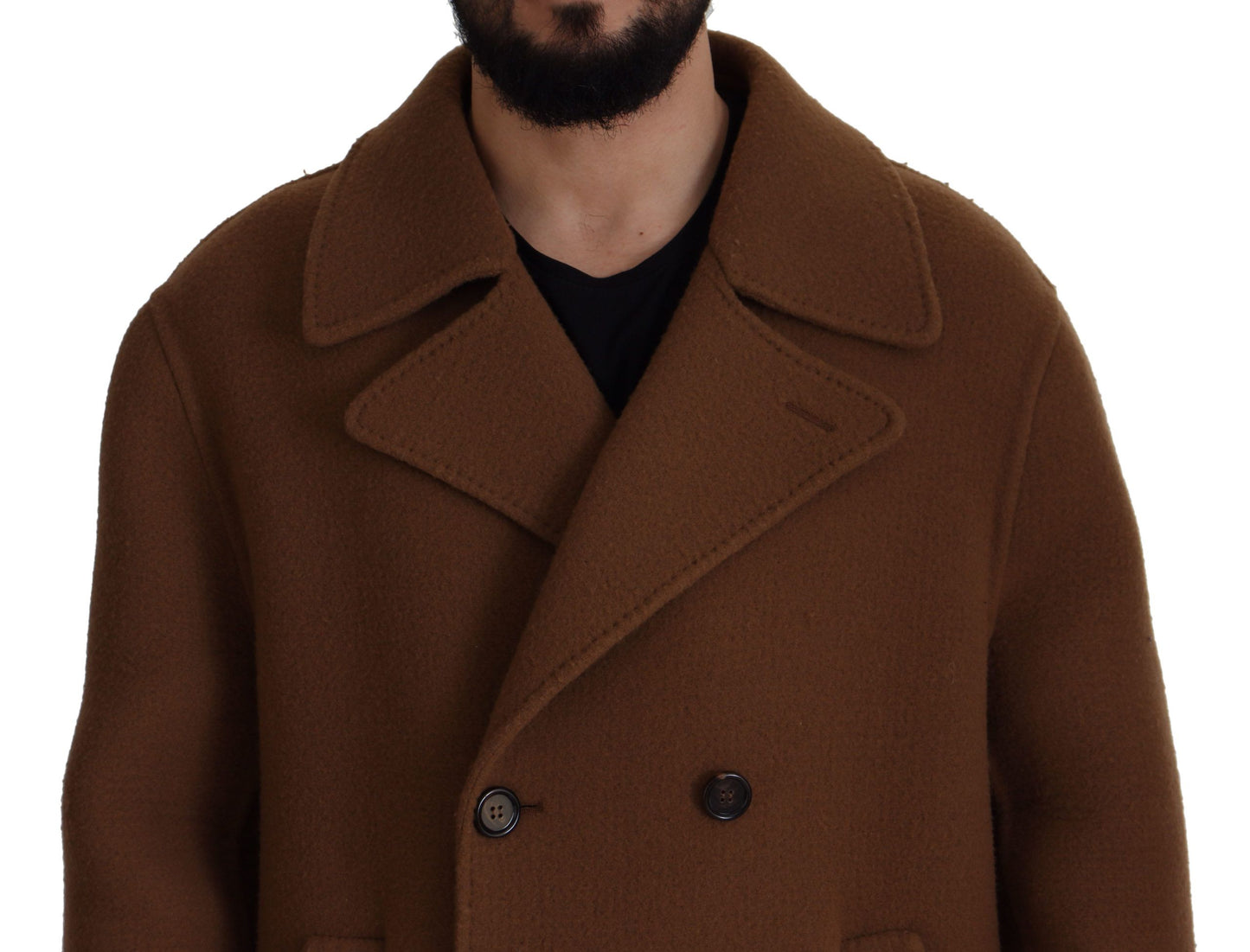 Dolce & Gabbana Brown Nylon Double Breasted Coat Jacket Dolce & Gabbana