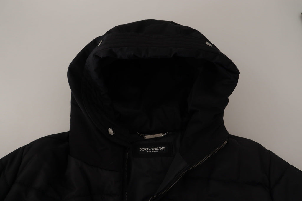 Dolce & Gabbana Black Nylon Hooded Parka Coat Winter Jacket - Eljoys Fashion 