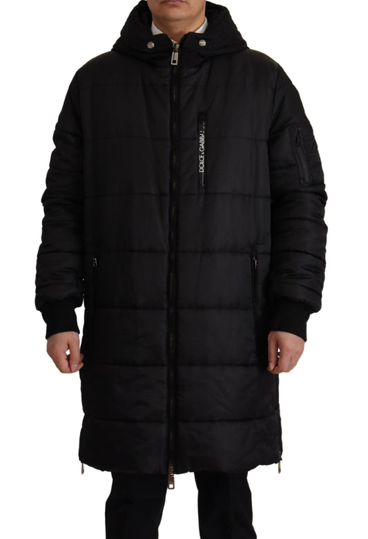Dolce & Gabbana Black Nylon Hooded Parka Coat Winter Jacket Dolce & Gabbana