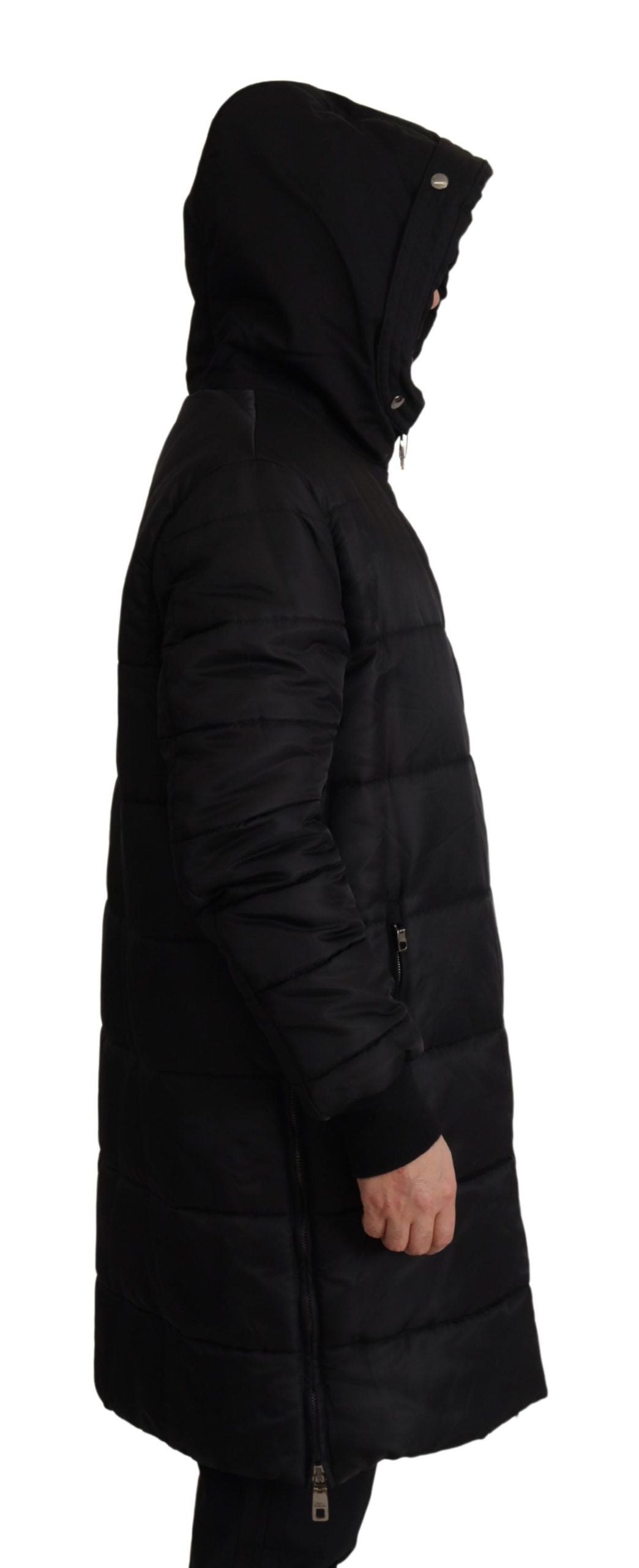 Dolce & Gabbana Black Nylon Hooded Parka Coat Winter Jacket Dolce & Gabbana