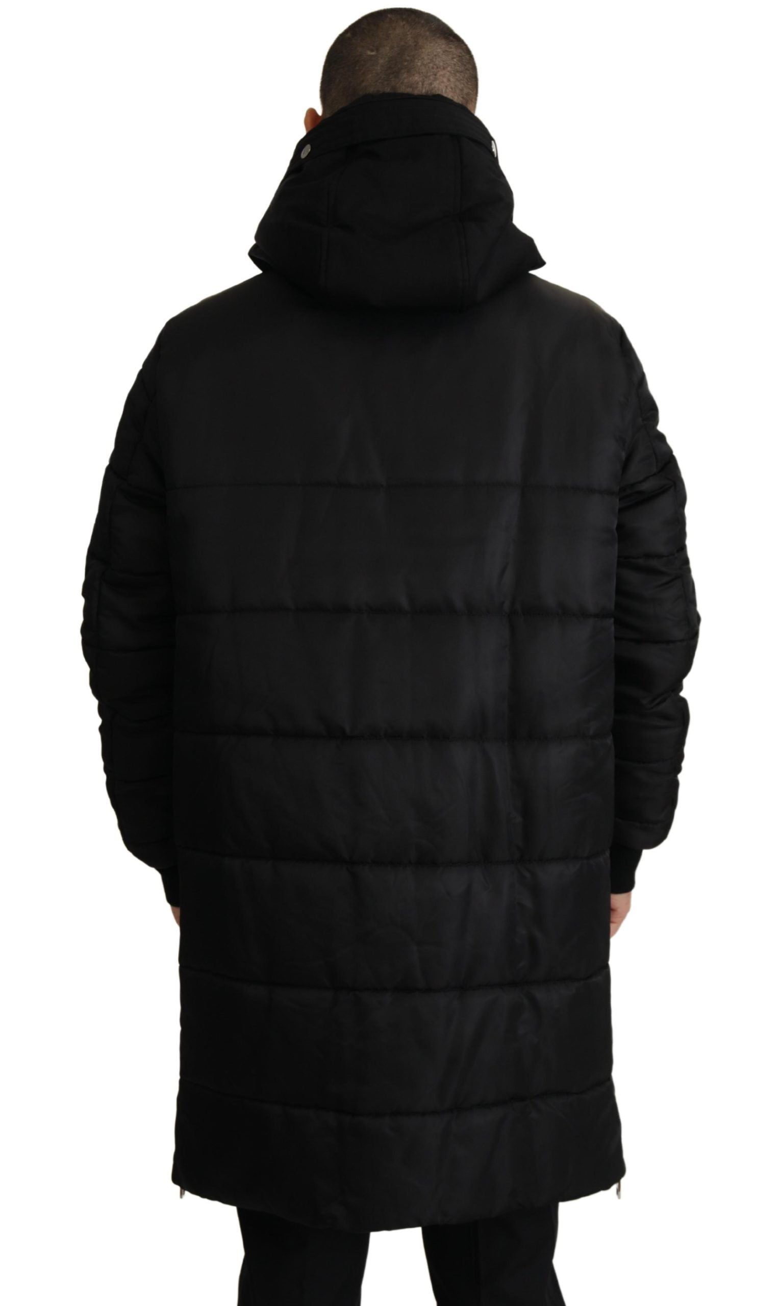 Dolce & Gabbana Black Nylon Hooded Parka Coat Winter Jacket Dolce & Gabbana
