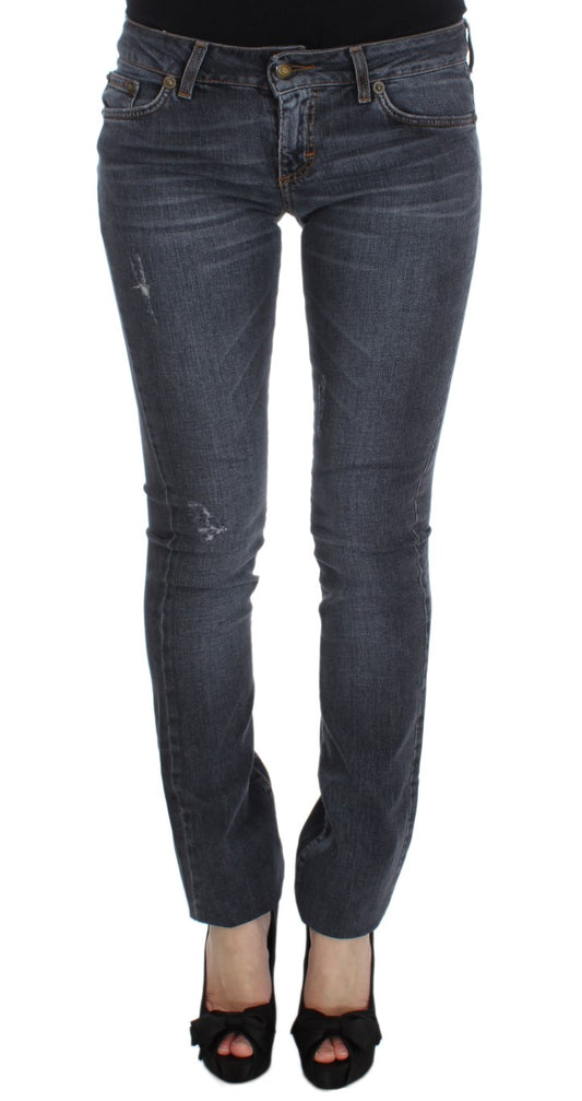 Cavalli Blue Wash Cotton Blend Slim Fit Jeans Cavalli