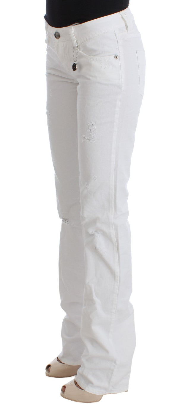 Costume National White Cotton Slim Fit Denim Bootcut Jeans Costume National