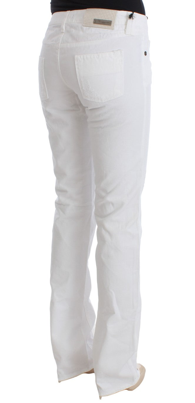 Costume National White Cotton Slim Fit Denim Bootcut Jeans Costume National