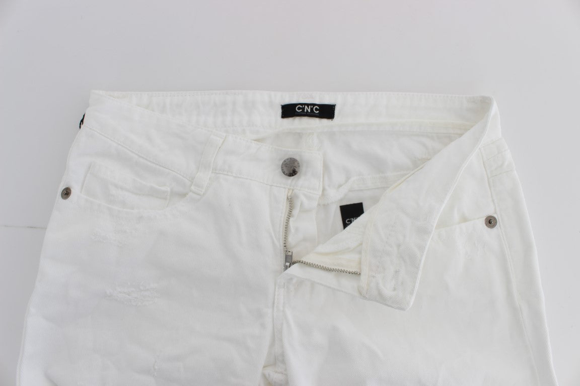 Costume National White Cotton Slim Fit Denim Bootcut Jeans Costume National
